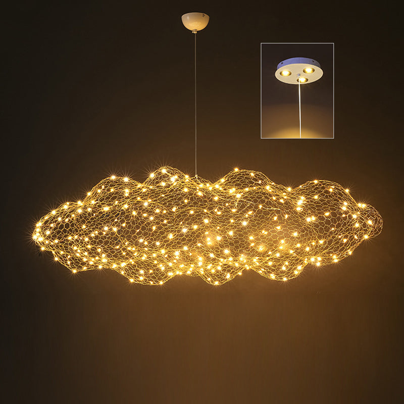 Contemporary Nordic Iron Cloud Starry LED Chandelier For Dining Room Decor