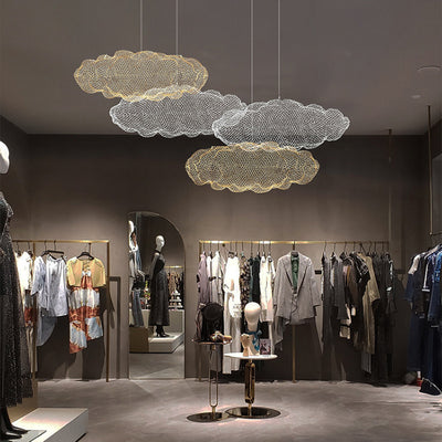 Contemporary Nordic Iron Cloud Starry LED Chandelier For Dining Room Decor