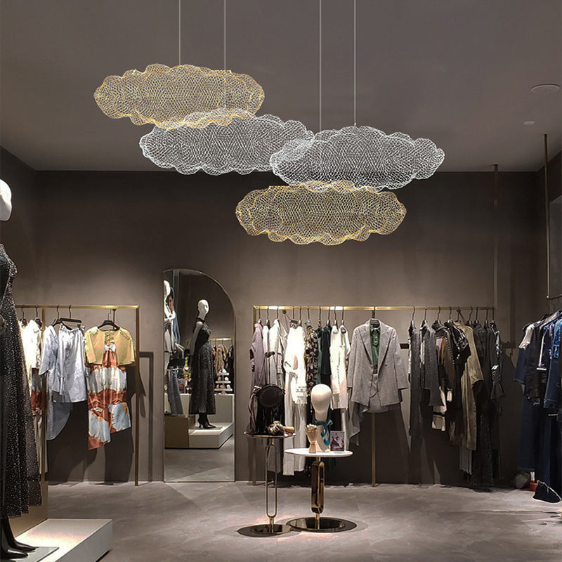 Contemporary Nordic Iron Cloud Starry LED Chandelier For Dining Room Decor