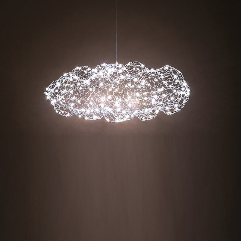 Contemporary Nordic Iron Cloud Starry LED Chandelier For Dining Room Decor