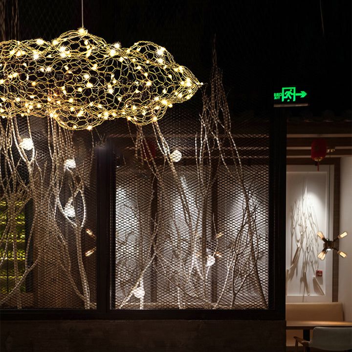 Contemporáneo Nórdico Nube de Hierro Estrellada LED Candelabro Para Decoración de Comedor 