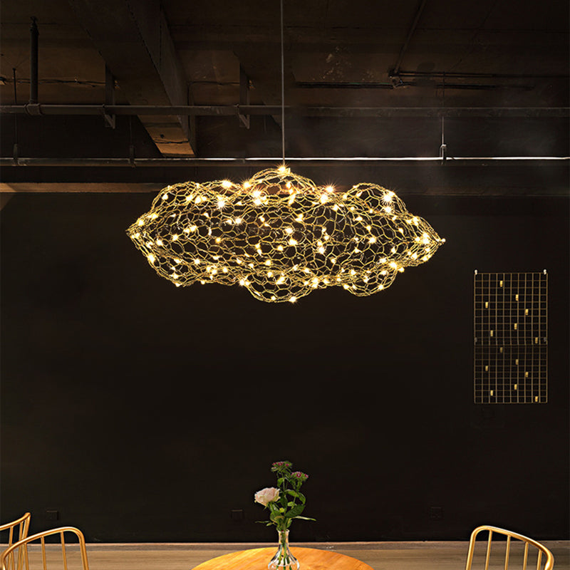 Contemporary Nordic Iron Cloud Starry LED Chandelier For Dining Room Decor