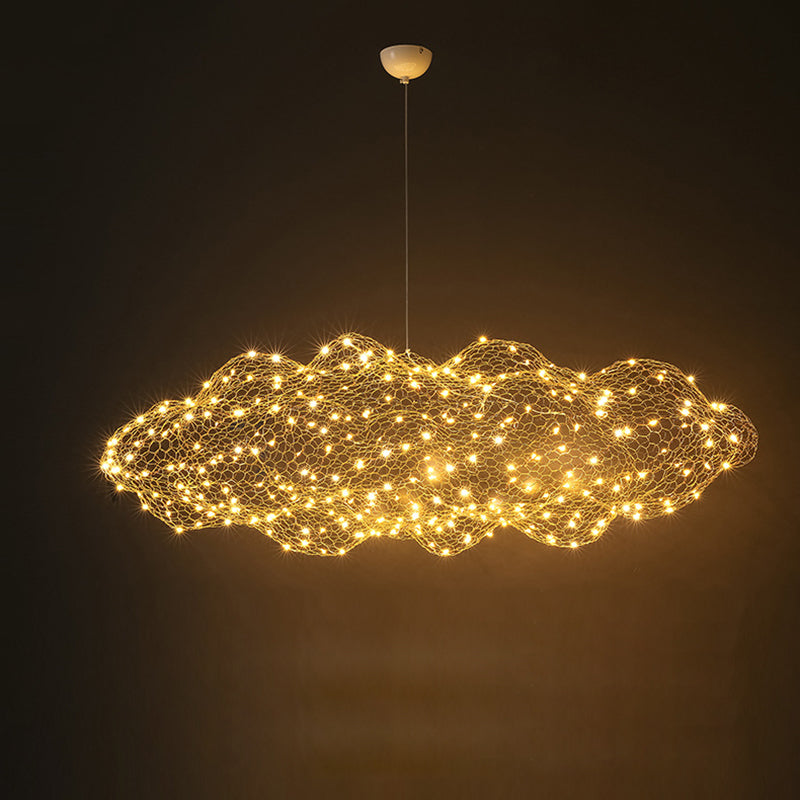 Contemporary Nordic Iron Cloud Starry LED Chandelier For Dining Room Decor