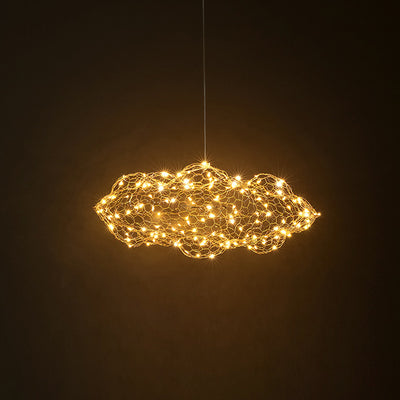 Contemporary Nordic Iron Cloud Starry LED Chandelier For Dining Room Decor