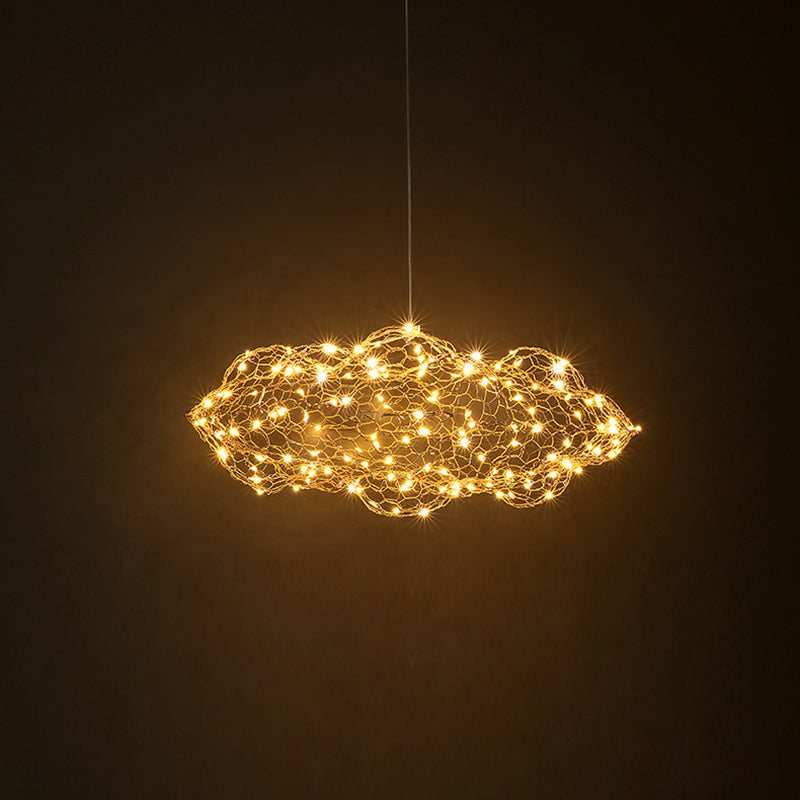 Contemporary Nordic Iron Cloud Starry LED Chandelier For Dining Room Decor