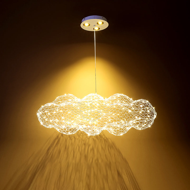 Contemporary Nordic Iron Cloud Starry LED Chandelier For Dining Room Decor