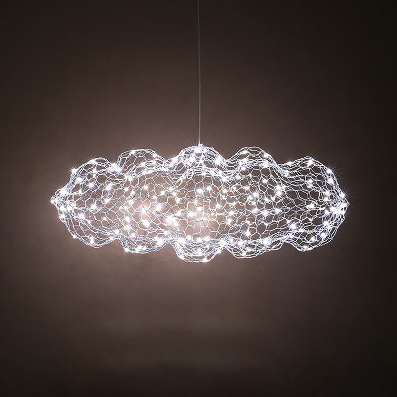Contemporary Nordic Iron Cloud Starry LED Chandelier For Dining Room Decor