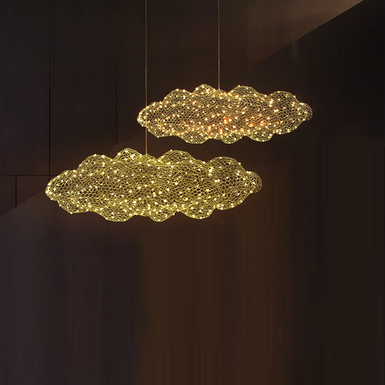 Contemporary Nordic Iron Cloud Starry LED Chandelier For Dining Room Decor