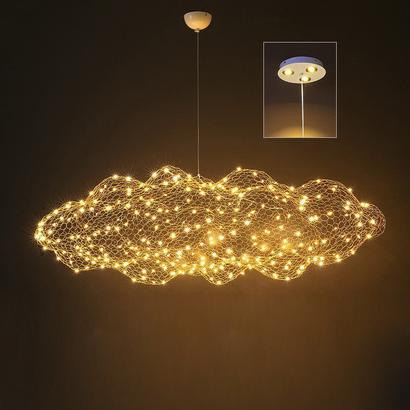 Contemporary Nordic Iron Cloud Starry LED Chandelier For Dining Room Decor