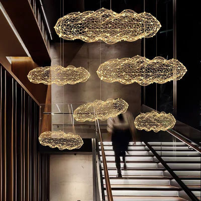 Contemporary Nordic Iron Cloud Starry LED Chandelier For Dining Room Decor