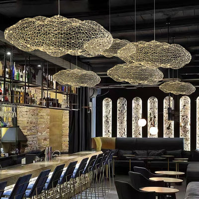 Contemporary Nordic Iron Cloud Starry LED Chandelier For Dining Room Decor