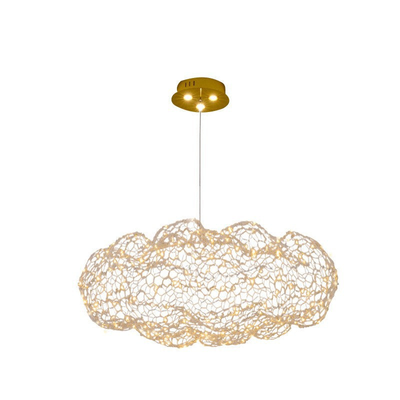 Contemporary Nordic Iron Cloud Starry LED Chandelier For Dining Room Decor
