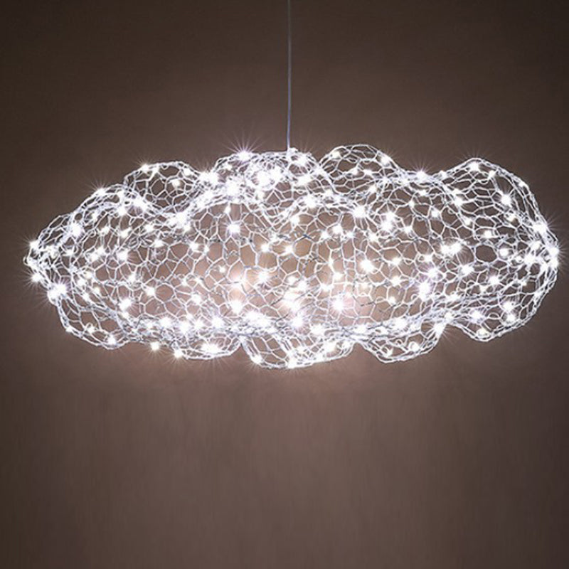 Contemporary Nordic Iron Cloud Starry LED Chandelier For Dining Room Decor