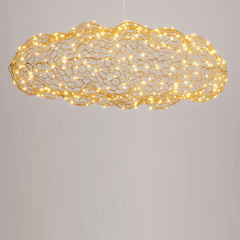 Contemporary Nordic Iron Cloud Starry LED Chandelier For Dining Room Decor