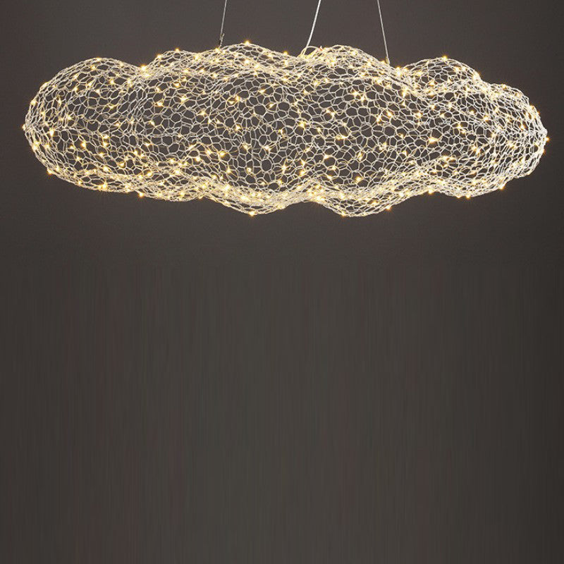 Contemporary Nordic Iron Cloud Starry LED Chandelier For Dining Room Decor