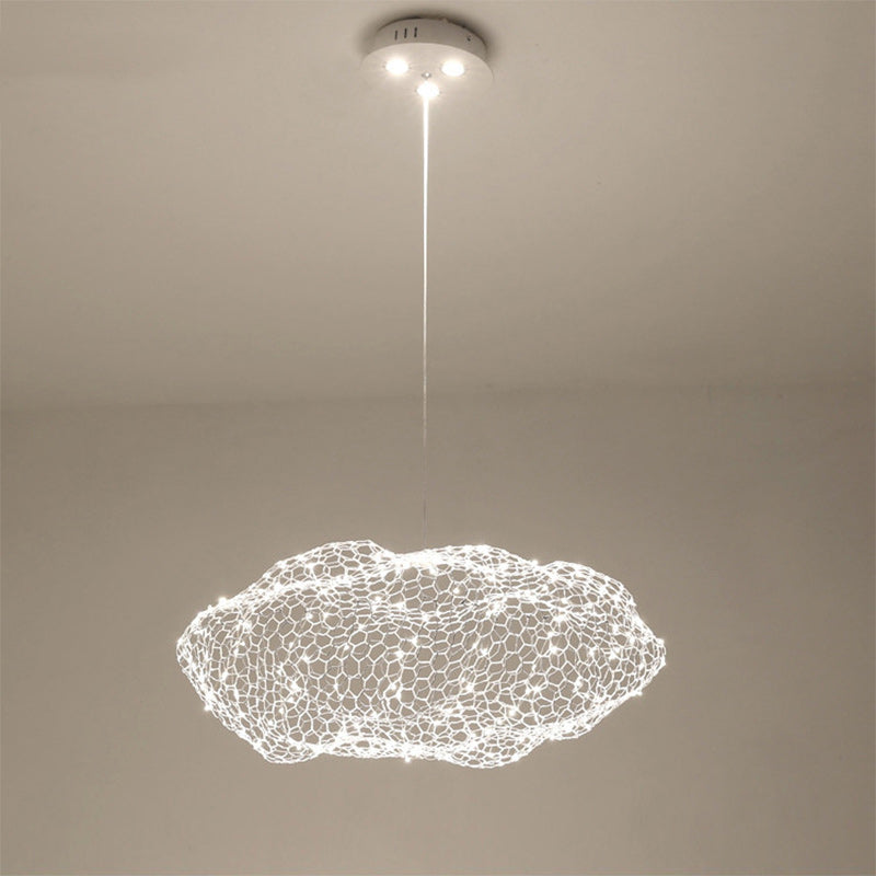 Contemporary Nordic Iron Cloud Starry LED Chandelier For Dining Room Decor