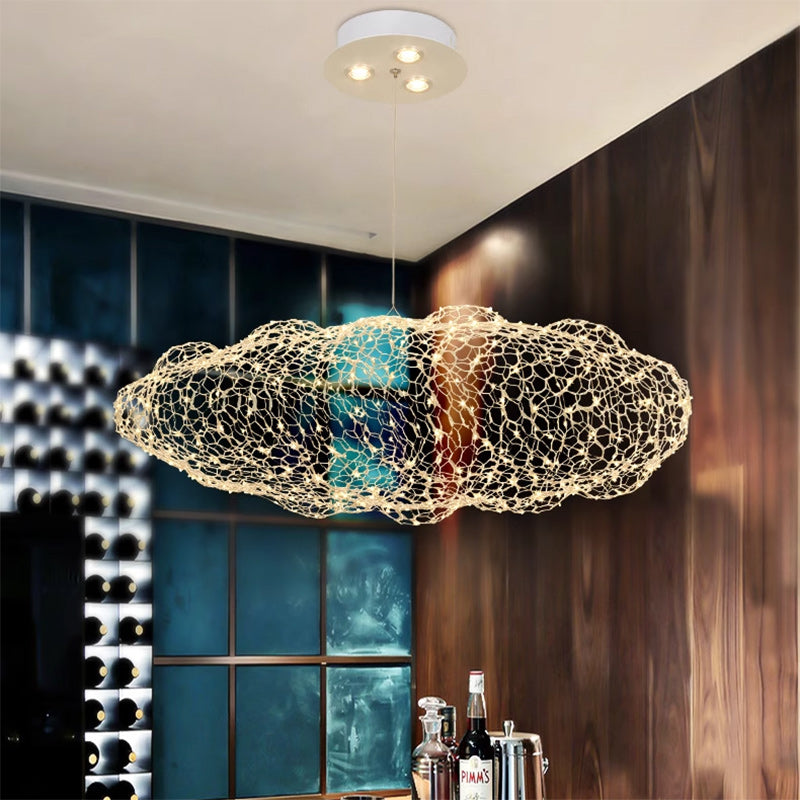 Contemporary Nordic Iron Cloud Starry LED Chandelier For Dining Room Decor