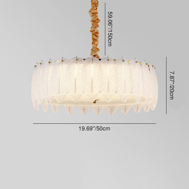 Traditional French Metal &amp; Glass Round Shell Leaf LED Chandelier For Bedroom And Living Room