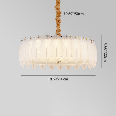 Traditional French Metal & Glass Round Shell Leaf LED Chandelier For Bedroom And Living Room