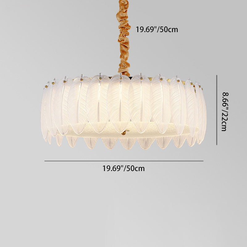 Traditional French Metal & Glass Round Shell Leaf LED Chandelier For Bedroom And Living Room