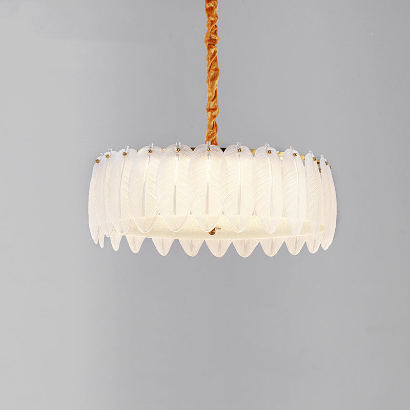 Traditional French Metal & Glass Round Shell Leaf LED Chandelier For Bedroom And Living Room