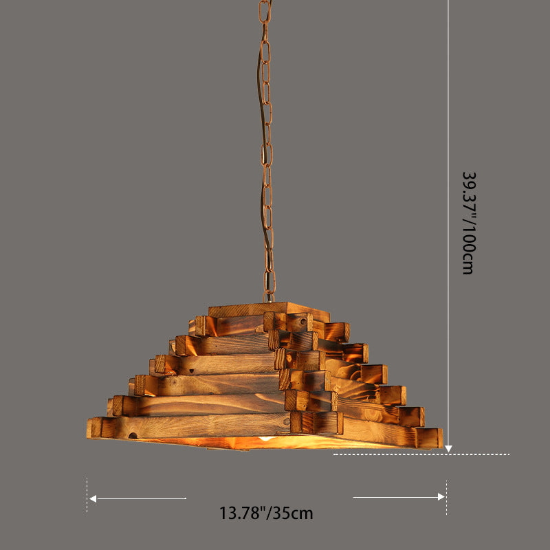 Suspension Luminaire Traditionnel en Forme de Tonneau à 1 Lumière en Bois de Fer et Corde de Chanvre pour Décoration de Salle à Manger et Bar 
