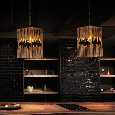 Traditional Farmhouse Wood & Hemp Rope Iron Column Cone Barrel Shape 1-Light Pendant Light For Dining Room & Bar Decor