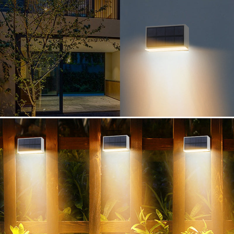 Moderner minimalistischer solarbetriebener wasserdichter ABS PC rechteckiger LED-Außenstufenleuchte ideal für Garten und Außenterrasse 