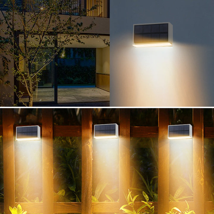 Moderner minimalistischer solarbetriebener wasserdichter ABS PC rechteckiger LED-Außenstufenleuchte ideal für Garten und Außenterrasse 
