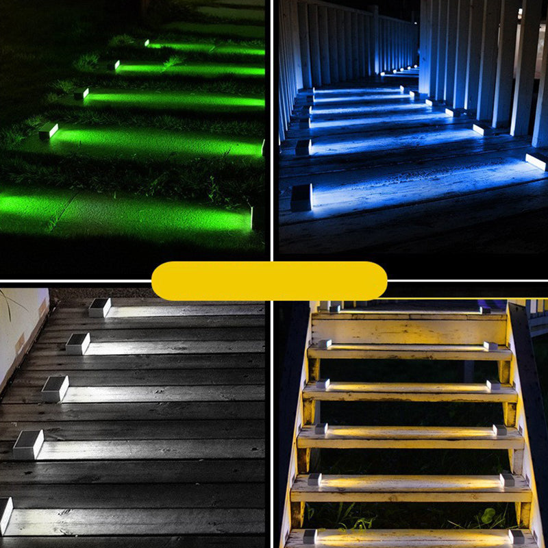 Moderner minimalistischer solarbetriebener wasserdichter ABS PC rechteckiger LED-Außenstufenleuchte ideal für Garten und Außenterrasse 
