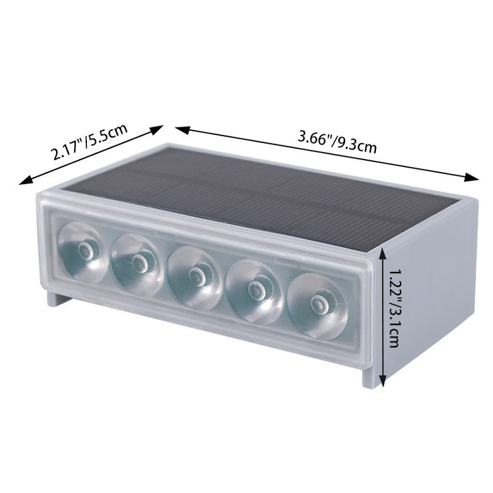 Moderner minimalistischer solarbetriebener wasserdichter ABS PC rechteckiger LED-Außenstufenleuchte ideal für Garten und Außenterrasse 