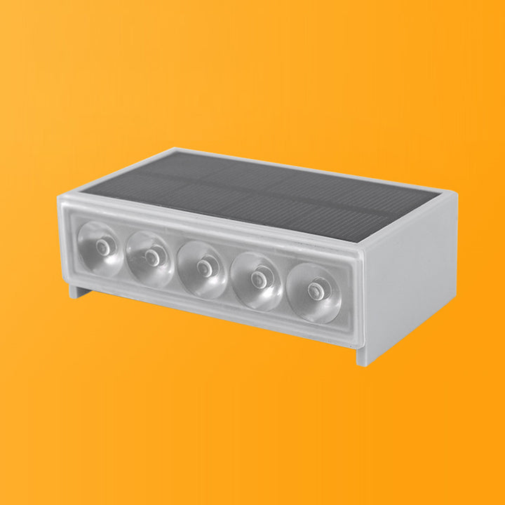 Moderner minimalistischer solarbetriebener wasserdichter ABS PC rechteckiger LED-Außenstufenleuchte ideal für Garten und Außenterrasse 