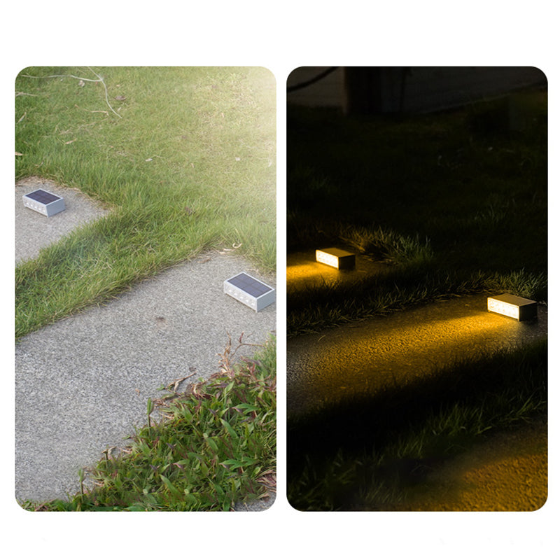 Moderner minimalistischer solarbetriebener wasserdichter ABS PC rechteckiger LED-Außenstufenleuchte ideal für Garten und Außenterrasse 
