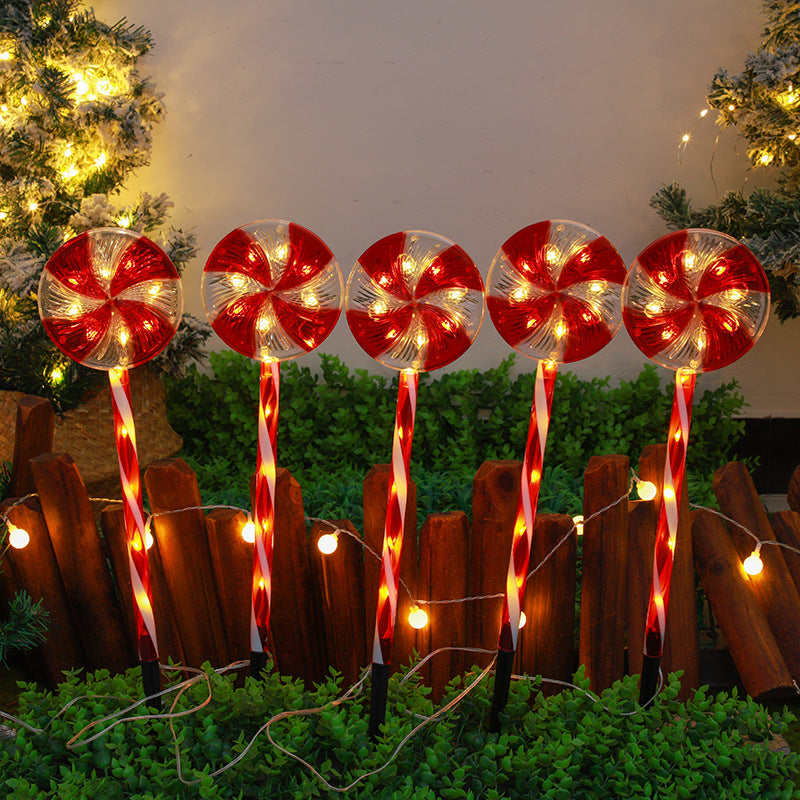 Modern Art Deco Solar Waterproof Christmas Decor Acrylic Lollipop LED Outdoor Light Landscape Lighting For Garden