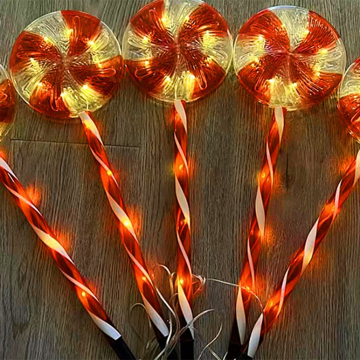 Modern Art Deco Solar Waterproof Christmas Decor Acrylic Lollipop LED Outdoor Light Landscape Lighting For Garden