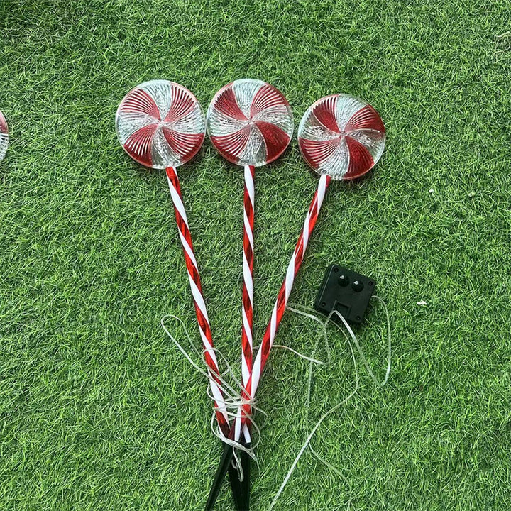 Modern Art Deco Solar Waterproof Christmas Decor Acrylic Lollipop LED Outdoor Light Landscape Lighting For Garden