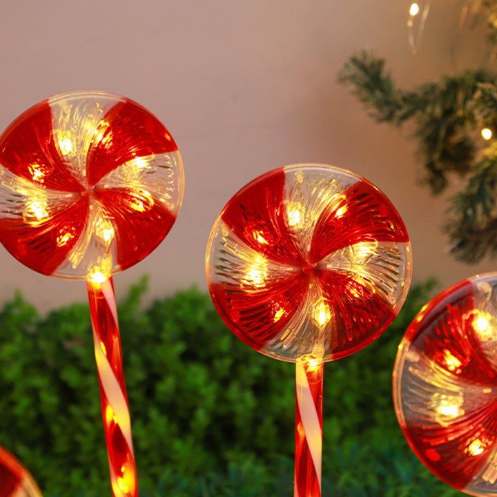 Modern Art Deco Solar Waterproof Christmas Decor Acrylic Lollipop LED Outdoor Light Landscape Lighting For Garden