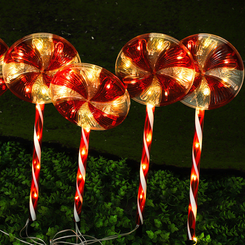 Modern Art Deco Solar Waterproof Christmas Decor Acrylic Lollipop LED Outdoor Light Landscape Lighting For Garden