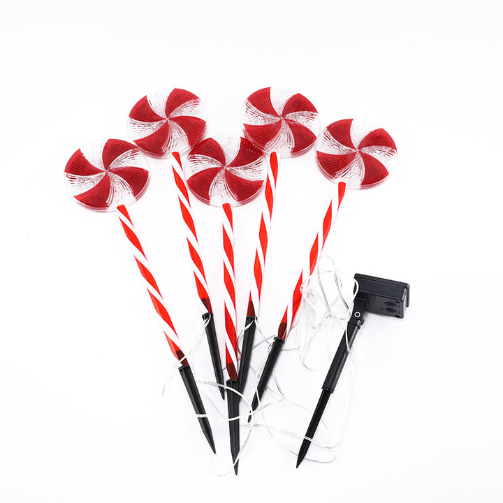 Modern Art Deco Solar Waterproof Christmas Decor Acrylic Lollipop LED Outdoor Light Landscape Lighting For Garden
