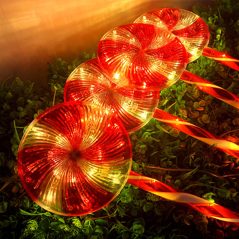 Modern Art Deco Solar Waterproof Christmas Decor Acrylic Lollipop LED Outdoor Light Landscape Lighting For Garden