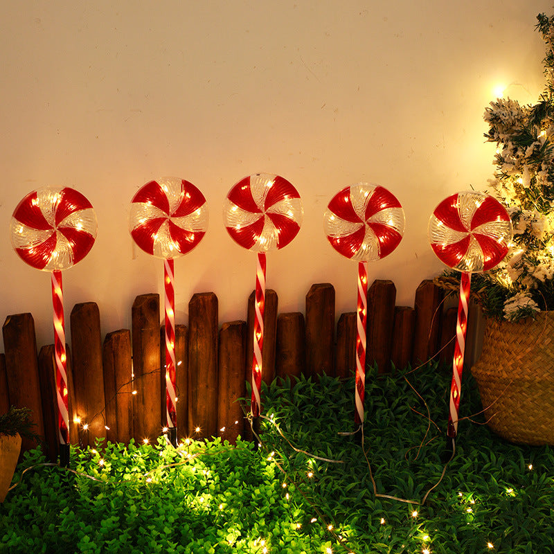 Modern Art Deco Solar Waterproof Christmas Decor Acrylic Lollipop LED Outdoor Light Landscape Lighting For Garden