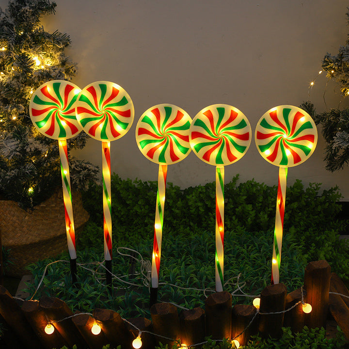 Modern Art Deco Solar Waterproof Christmas Decor Acrylic Lollipop LED Outdoor Light Landscape Lighting For Garden