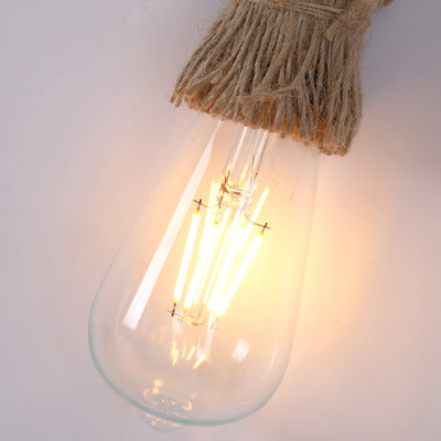 Contemporary Industrial Hemp Rope Iron Faucet 1-Light Wall Sconce Lamp For Dining Room And Hallway