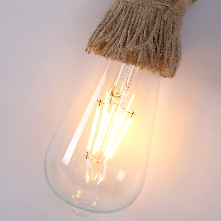 Contemporary Industrial Hemp Rope Iron Faucet 1-Light Wall Sconce Lamp For Dining Room And Hallway
