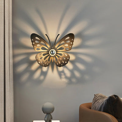 Contemporary Creative Iron Deer Butterfly Snowflake 1-Light Wall Sconce Lamp For Bedroom Bedside And Living Room