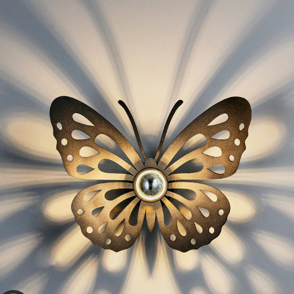 Contemporary Creative Iron Deer Butterfly Snowflake 1-Light Wall Sconce Lamp For Bedroom Bedside And Living Room
