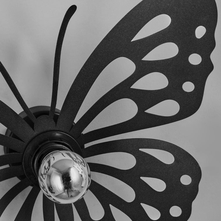 Contemporary Creative Iron Deer Butterfly Snowflake 1-Light Wall Sconce Lamp For Bedroom Bedside And Living Room