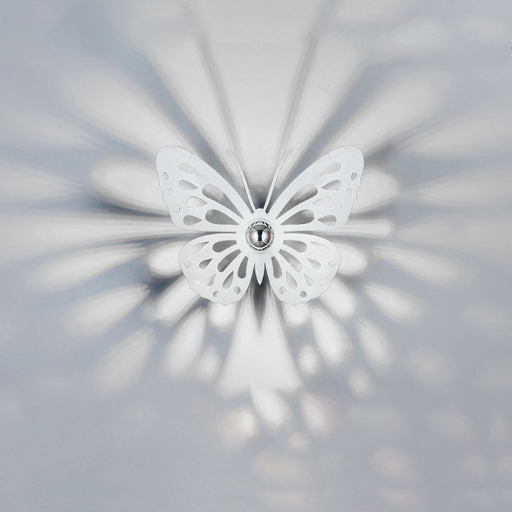 Contemporary Creative Iron Deer Butterfly Snowflake 1-Light Wall Sconce Lamp For Bedroom Bedside And Living Room