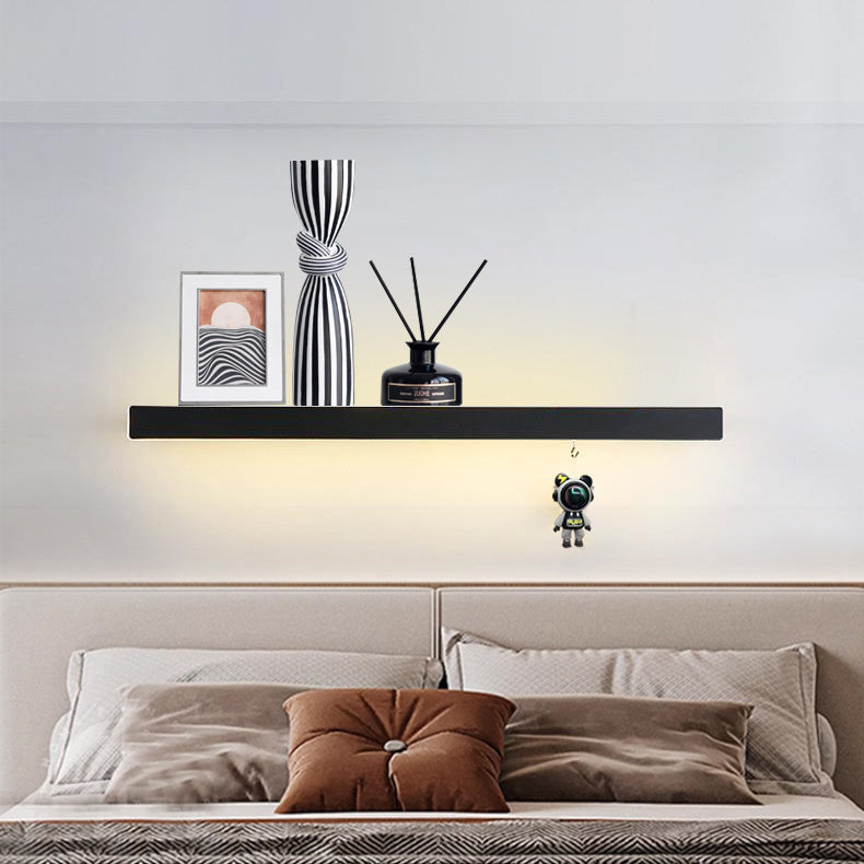 Modern Minimalist Iron Acrylic Linear Shelf LED Wall Sconce Lamp For Living Room & Bedroom