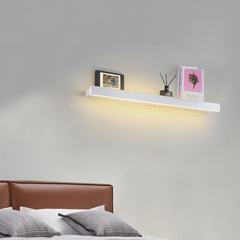 Modern Minimalist Iron Acrylic Linear Shelf LED Wall Sconce Lamp For Living Room & Bedroom